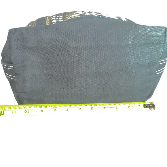 Lands’ End Large Canvas Tote Bag Black White Plaid Houndstooth Shoulder Carryall - Picture 9 of 15